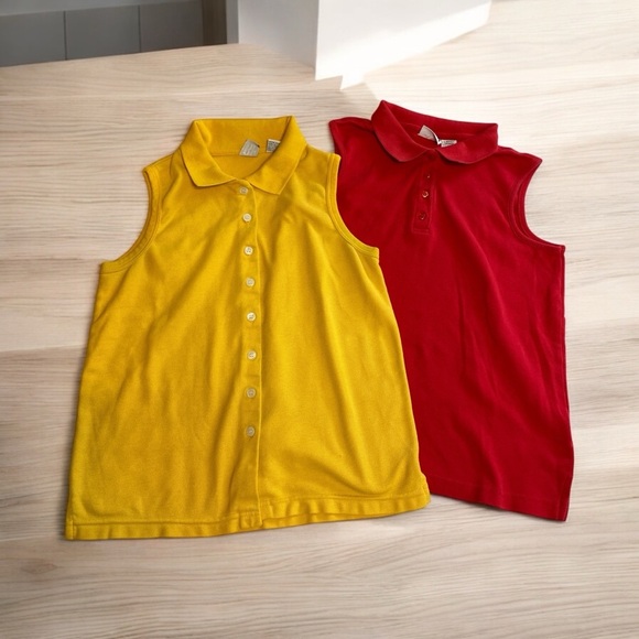 Women’s Sleeveless Polo Shirts - Red and Yellow set of two M/L - Picture 1 of 7